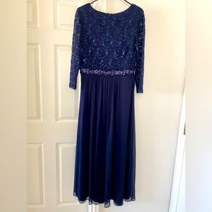 Onyx Nite Blue Sequins Formal Gown